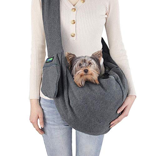 JESPET Comfy Pet Sling for Small Dog Cat, Hand Free Sling Bag Breathable Soft Knit with Front Pocket, Travel Puppy Carrying Bag, Pet Pouch. Machine Washable (Grey) (Amazon / Amazon)