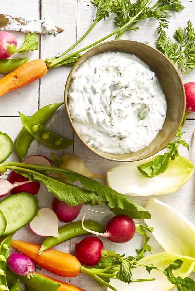 Spring Crudités With Herbed Cheese Dip