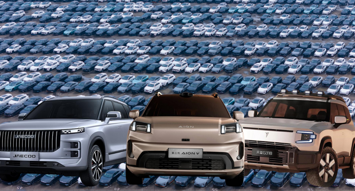 Jaecoo, Aion, and Changan cars over the top of loads of EVs