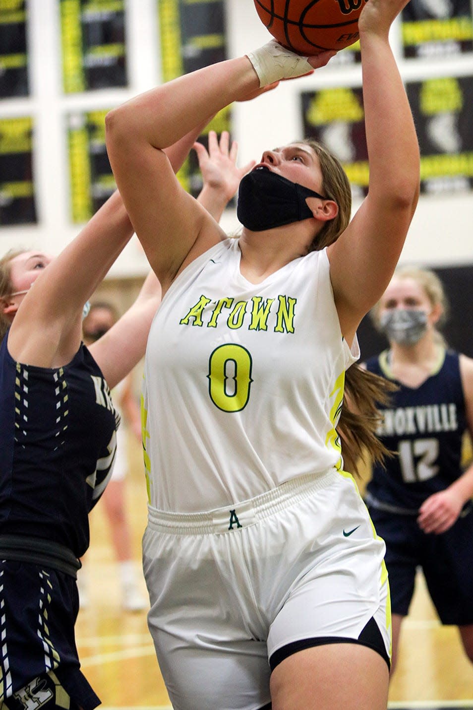 Abingdon-Avon Brook Pieper leans in for a short jump shot during the Tornadoes' 59-39 win over Knoxville on Monday, Feb. 22, 2021 in Abingdon.