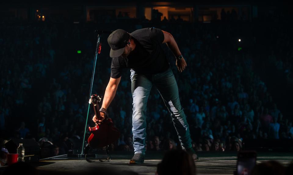 Luke Bryan performs at Bridgestone Arena on Aug 12, 2023 in Nashville, Tenn.