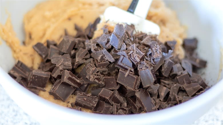 Chopped chocolate in cookie dough