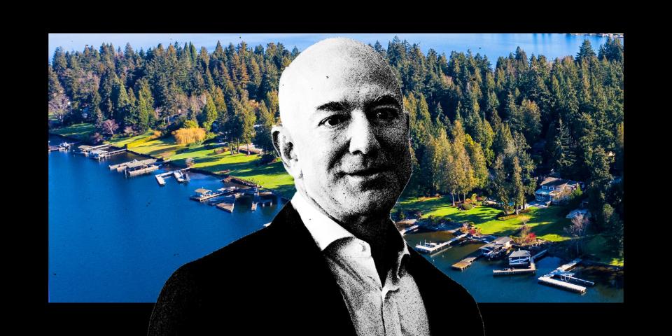 Jeff Bezos in front of Hunts Point, WA