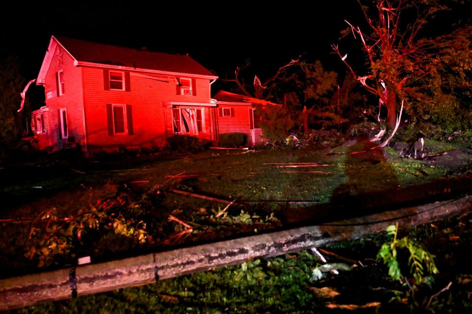 A home damaged during a storm on Thursday, Aug. 24, 2023, south of I-96 and east of Williamston.