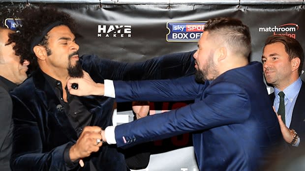 David Haye faces sanction from British boxing after claiming he will 'hospitalise' Tony Bellew and 'do serious damage to his head'