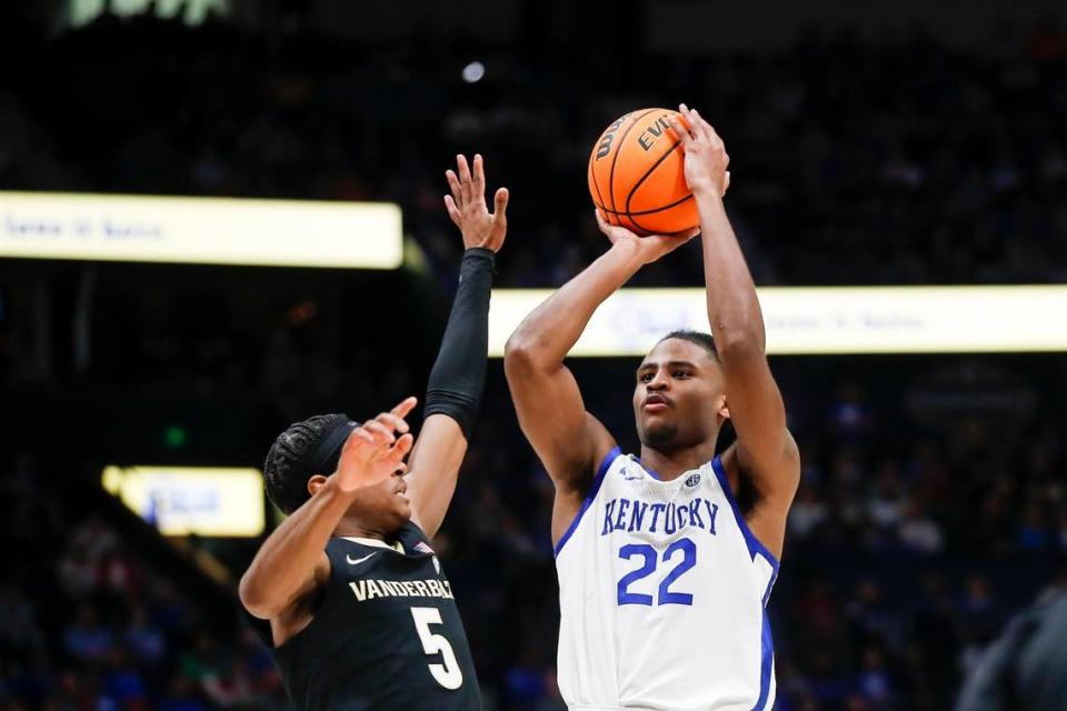 Kentucky guard Cason Wallace returned to the court in the SEC Tournament last week after missing the Wildcats’ regular season finale.