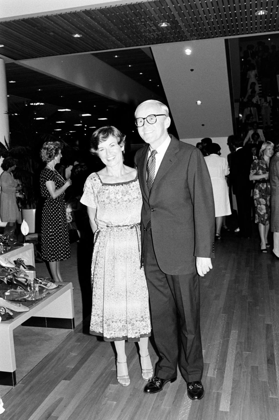 Fran Nordstrom and Bruce Nordstrom attend the opening of Nordstrom's Fashion Valley Store in California on August 31, 1981.