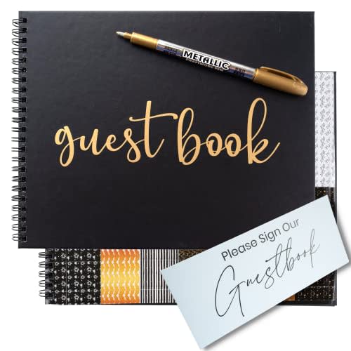 Wedding Guest Book Black Polaroid Album -Hardcover Photo Guestbook- Spiral Hardcover Book 10