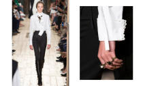 <p>A white shirt and black pants will not change the fashion landscape, but look closer and it’s the small details of the shirt — from the split sleeve tied up with small ribbons to the French lace on the cuff — that make this so much more special. (<i>Photos: Getty Images)</i><br></p>