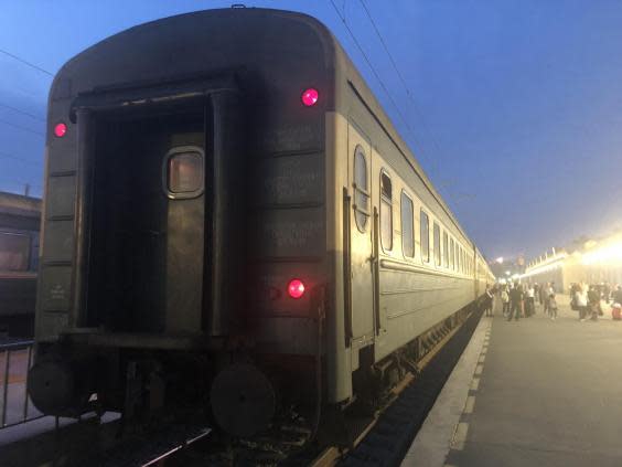 Leaving, leaving: a midnight train to Georgia at Baku station in Azerbaijan (Simon Calder)
