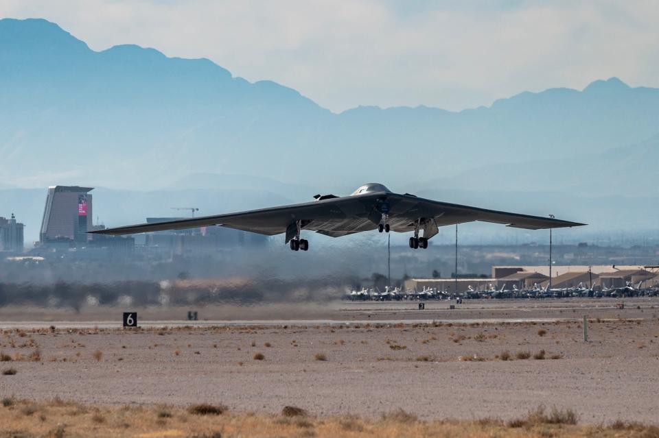 A B-2 Spirit takes off for Red Flag-Nellis 24-1 training at Nellis Air Force Base on Jan. 16.