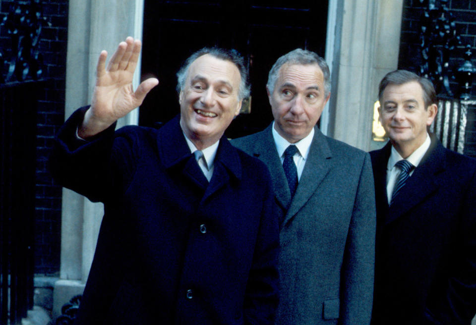 Jim Hacker, Sir Humphrey Appleby and Bernard.