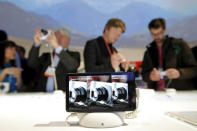 Android-powered Samsung Galaxy Cameras displayed at the Samsung booth at the International Consumer Electronics Show.