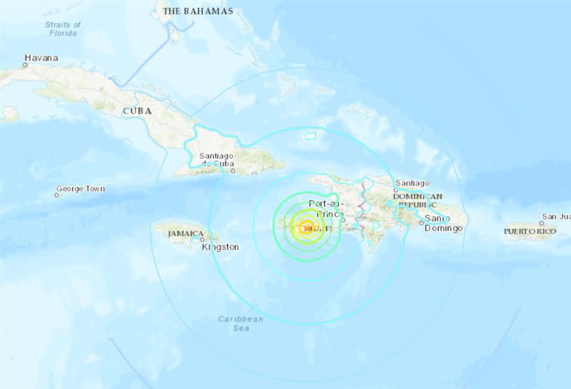 海地發生規模7.2強震。（圖／翻攝自USGS）