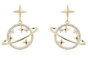 gold Saturn earrings
