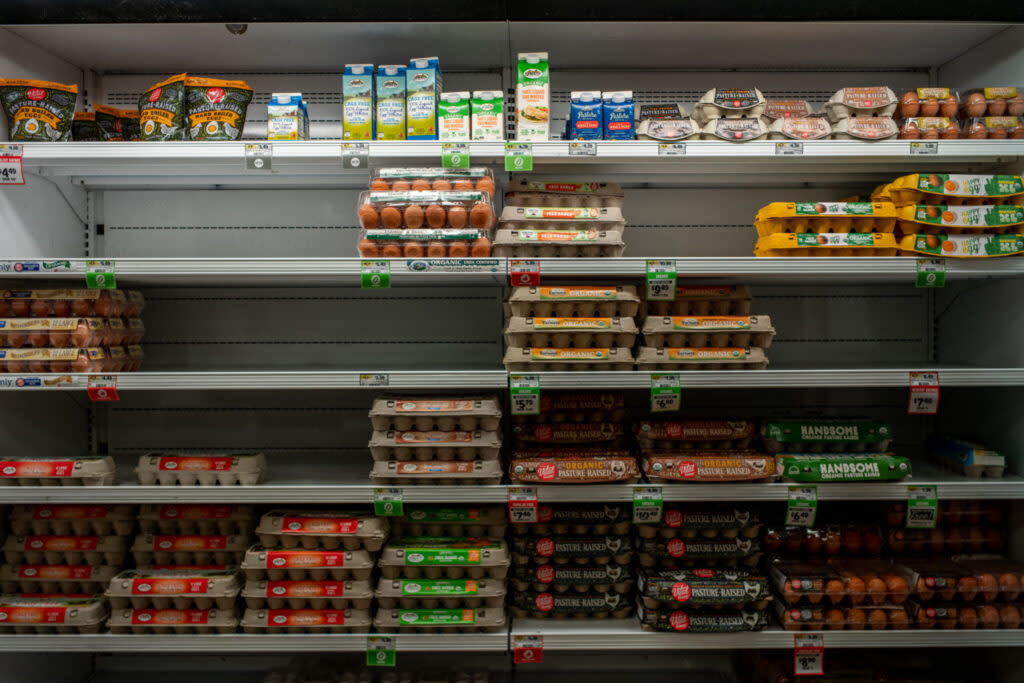 grocery shelves in the dairy department