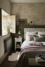 <p> To create a country bedroom, there&apos;s no better place to look for inspiration than the rural surroundings. Team subdued earthy tones with plenty of rustic natural wood, and textural wool and linen. For depth and interest decorate with checks and delicate flower and leaf prints then complete the look with beautiful original landscape paintings. </p> <p> Here the bedroom wall paneling sets the tone for the country decor but also makes a fabulous shelf for creative relaxed seasonal displays. </p>