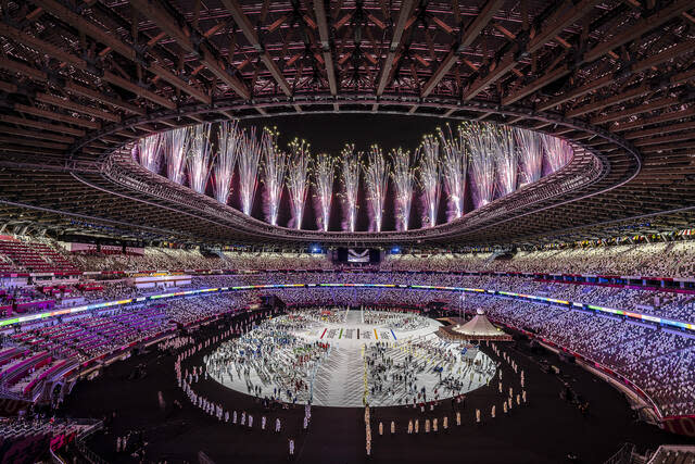 The winner of the Venues & Views category by Mark Edward Harris. The Tokyo 2022 Olympics, opening ceremony, Japan.