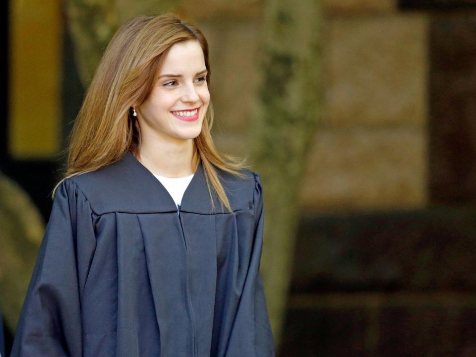 Emma Watson graduating from Brown University in 2014.