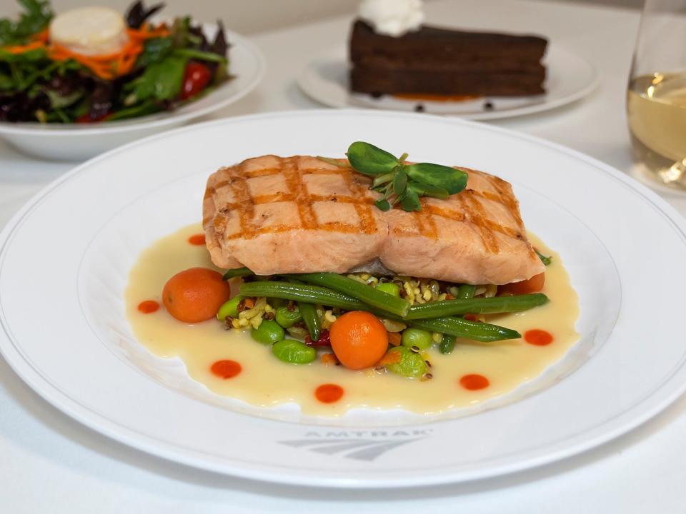 Amtrak's grilled Atlantic salmon — Amtrak traditional dining