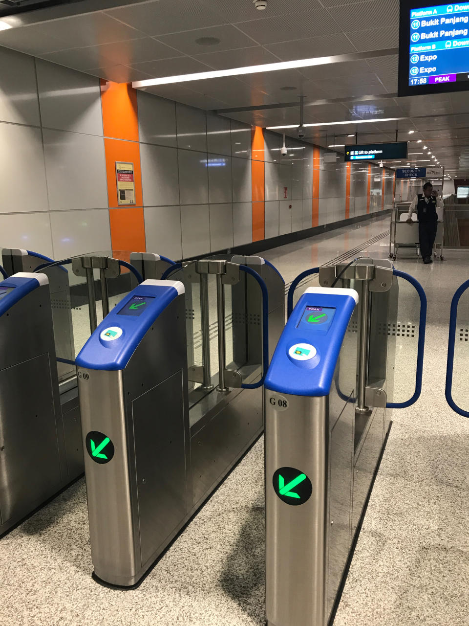 And orange panel near the ticketing gantry where the artwork plaque used to be. Photo: Yahoo Lifestyle Singapore