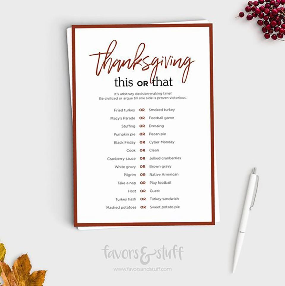 33) Printable Thanksgiving Games