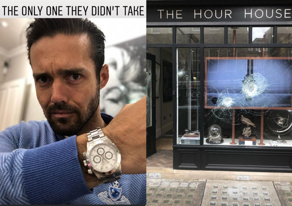 Spencer Matthews was lucky to leave with his luxury watch after thieves ransacked The Hour House in London. (Credit: Instagram/Spencer Matthews)