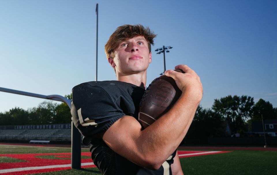 Noblesville's Logan Shoffner poses for a photo Thursday, August 3, 2023, at Lawrence North High School in Indianapolis.  