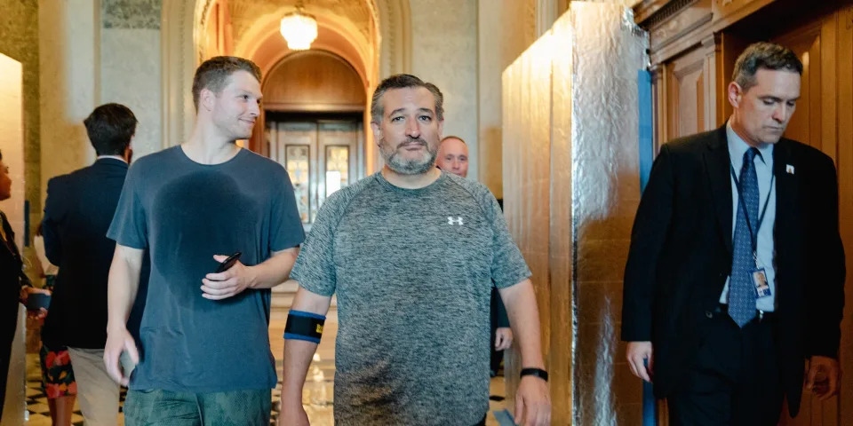 Sen. Ted Cruz after heading to a vote in athletic clothes August 6, 2022.