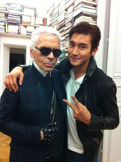 Choi Siwon with Karl Lagerfeld