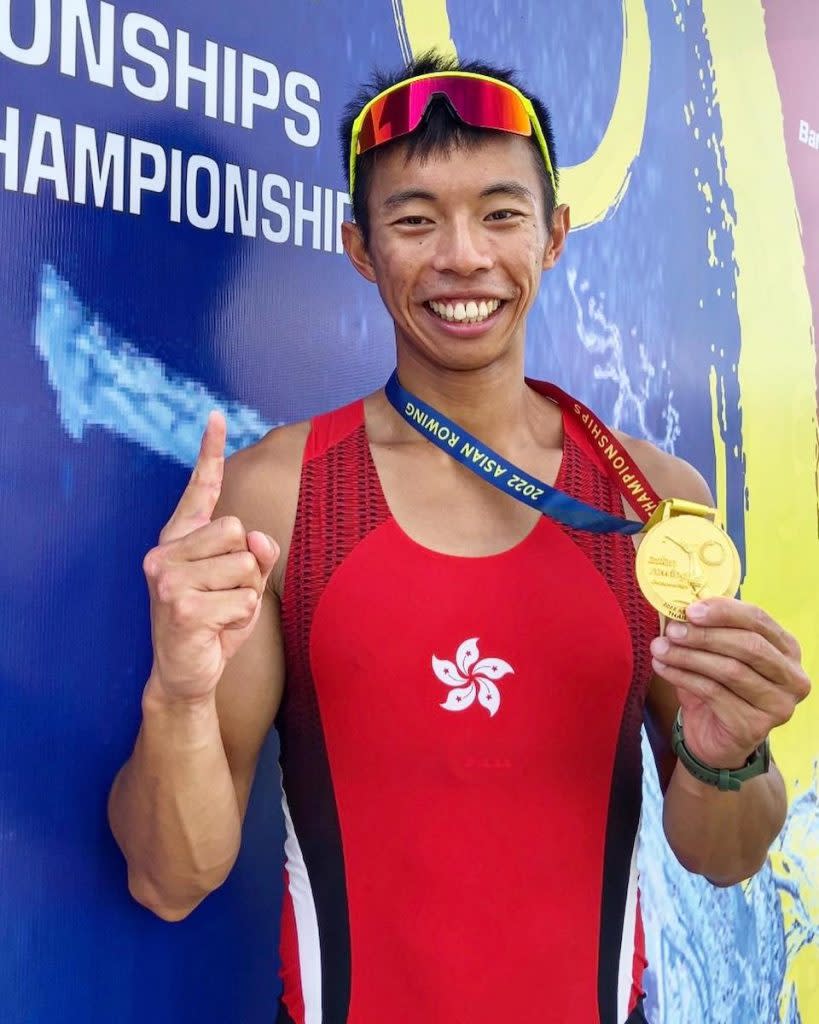 趙顯臻首次贏得男子輕量級單人雙槳冠軍。（圖：中國香港賽艇協會）