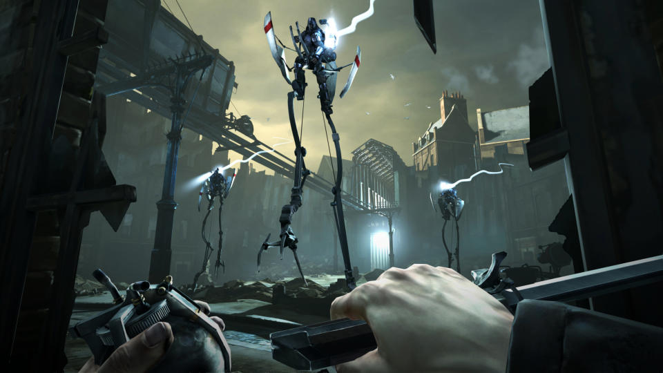 FILE - This video game image released by Bethesda Softworks shows a scene from "Dishonored." The stealthy revenge drama "Dishonored," artsy puzzler "Journey," sci-fi sequel "Mass Effect 3," zombie survival saga "The Walking Dead: The Game" and old-school strategy title "XCOM: Enemy Unknown" are up for the game of the year trophy at the 13th annual Game Developers Choice Awards on Wednesday, March 27, 2013. (AP Photo/Bethesda Softworks, File)