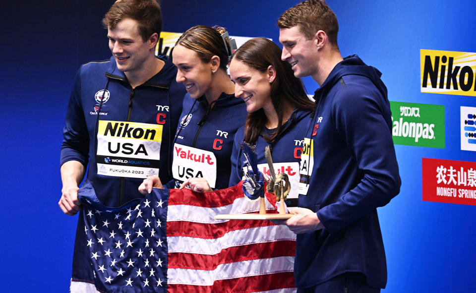 Members of Team USA at the swimming world championships.