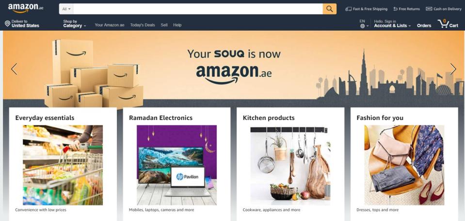 Amazon has launched its first officially branded Arabic website in the UnitedArab Emirates, and is set to expand in the Middle East