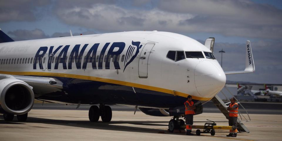 A Ryanair plane is seen at Lisbon's airport, Portugal June 24, 2016.