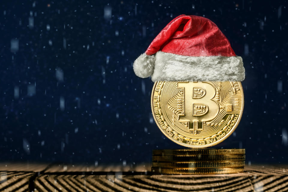 christmas bitcoin crypto santa hat