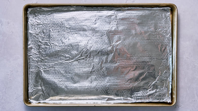 baking sheet with foil