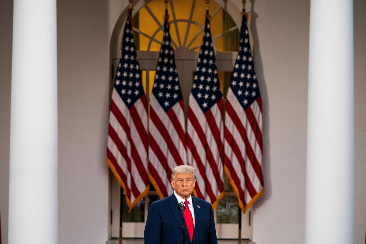 El presidente Donald Trump presenta una actualización de la Operación Warp Speed en la Casa Blanca en Washington, el 13 de noviembre de 2020. (Anna Moneymaker/The New York Times).