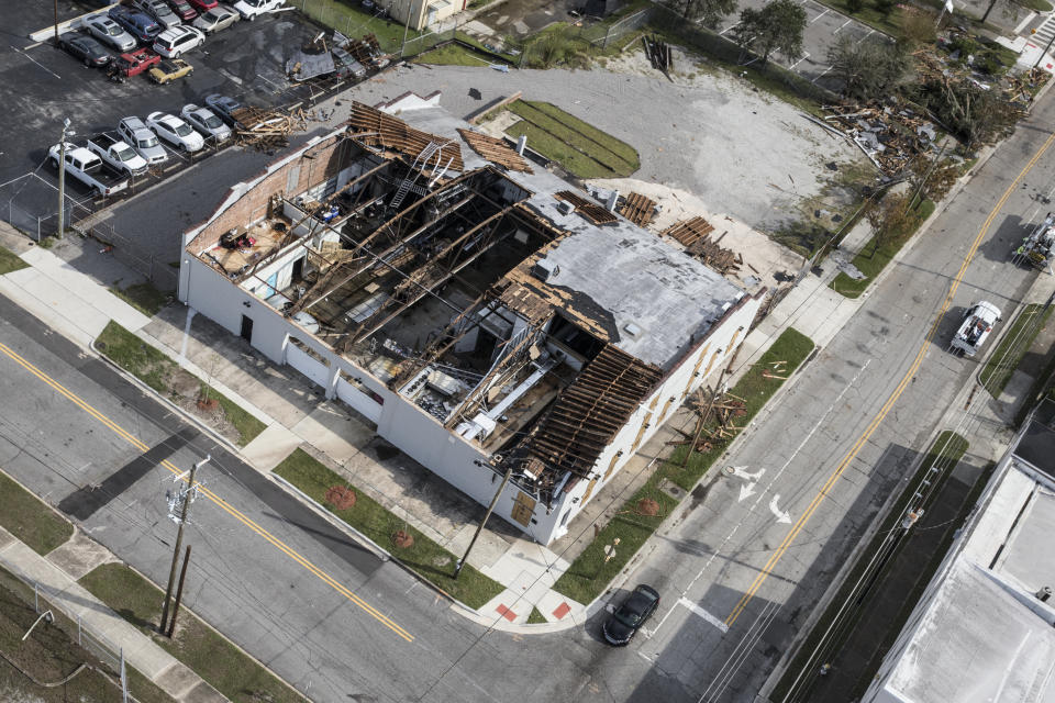 A damaged building stands in the Smiths Creek Industrial Park in Wilmington.&nbsp;