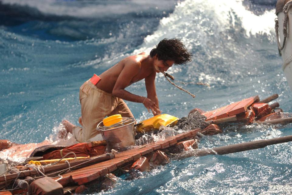 This publicity photo released by 20th Century Fox shows Suraj Sharma as Pi Patel battling the forces of nature at sea in a scene from the film, "Life of Pi." The film is based on the best-selling novel by Canadian author Yann Martel, a globe-trotting writer born in Spain. (AP Photo/20th Century Fox, Peter Sorel)