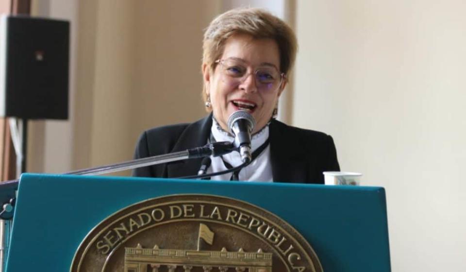 Gloria Inés Ramírez, ministra de Trabajo, en una audiencia en el Congreso sobre la reforma pensional