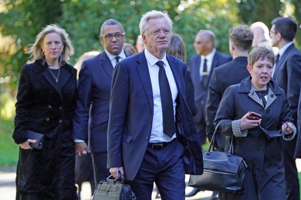 Former Cabinet minister David Davies (centre) arrives for the funeral of James Brokenshire in Bexley, south-east London (Stefan Rousseau/PA) (PA Wire)