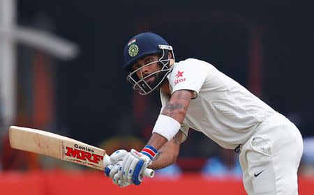 Cricket - India v New Zealand - Third Test cricket match - Holkar Cricket Stadium, Indore, India - 08/10/2016. India's Virat Kohli plays a shot. REUTERS/Danish Siddiqui