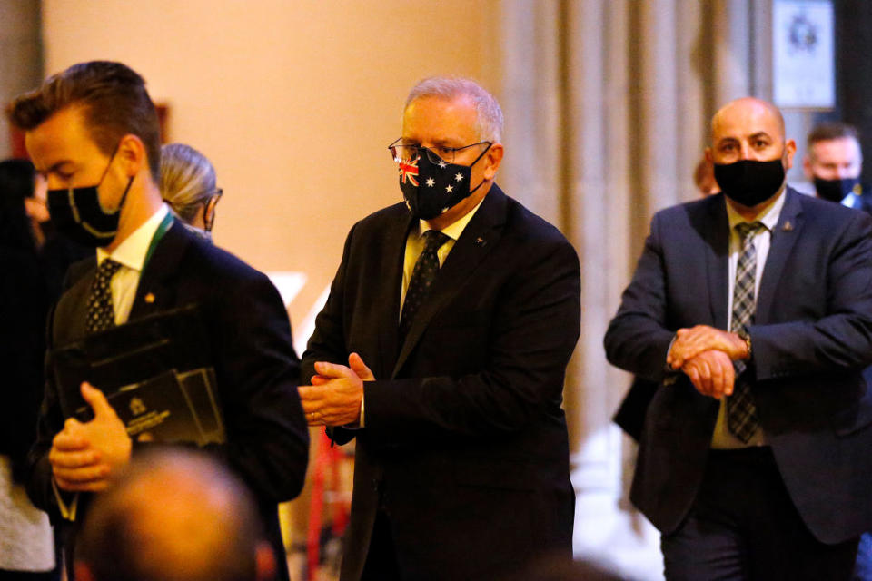 Prime Minister of Australia Scott Morrison arrives at the cathedral. Photo: Getty