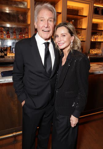 <p>Eric Charbonneau/Getty Images</p> Harrison Ford and Calista Flockhart at the Emmys 2023 afterparty