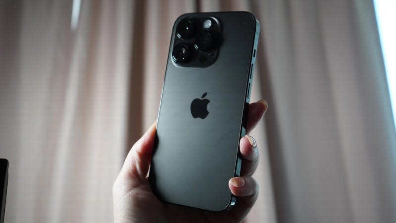 An iPhone 14 Pro in Black.