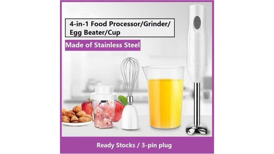 4 In 1 Food Processor/Blender/Grinder/Egg Whisk. (Photo: Shopee SG)