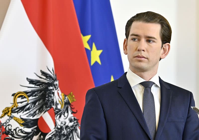 Austrian Chancellor Sebastian Kurz attends a news conference as the spread of coronavirus disease (COVID-19) continues in Vienn