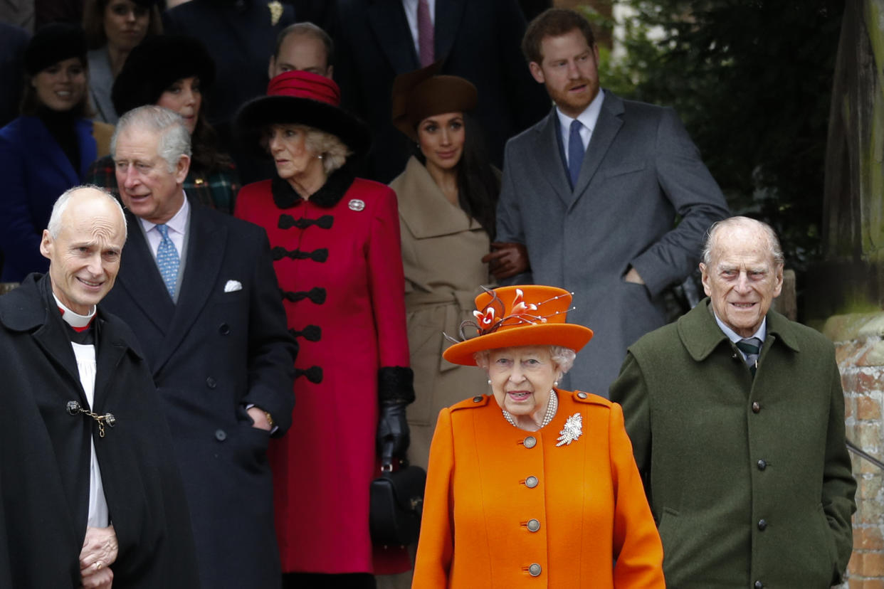 Members of the royal family pictured on Christmas Day 2017. [Photo: Getty]