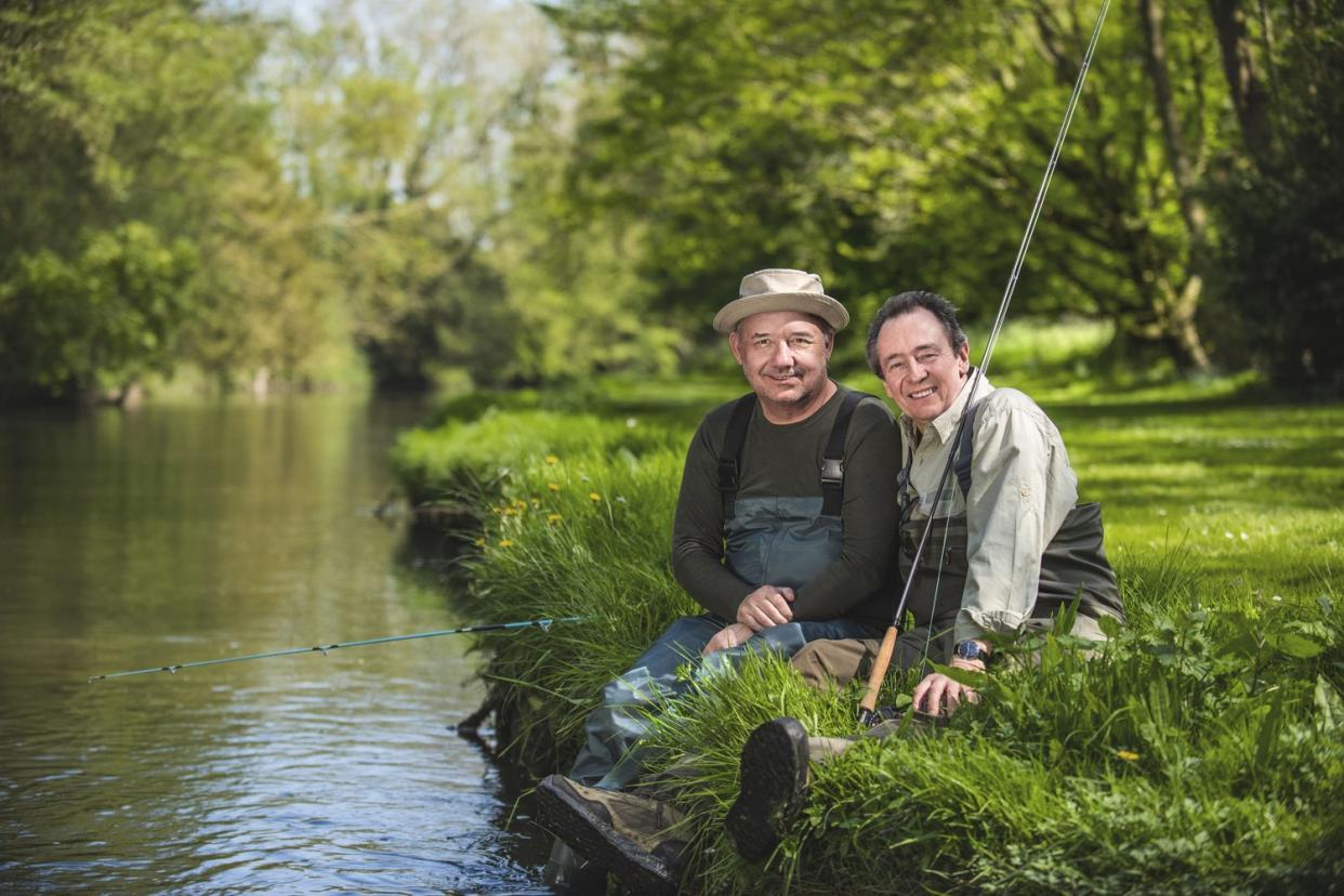 Angling for laughs: Bob Mortimer, left, and Paul Whitehouse crack jokes and get nostalgic during their time together in Norfolk: BBC/Owl Power/Parisa Taghizadeh